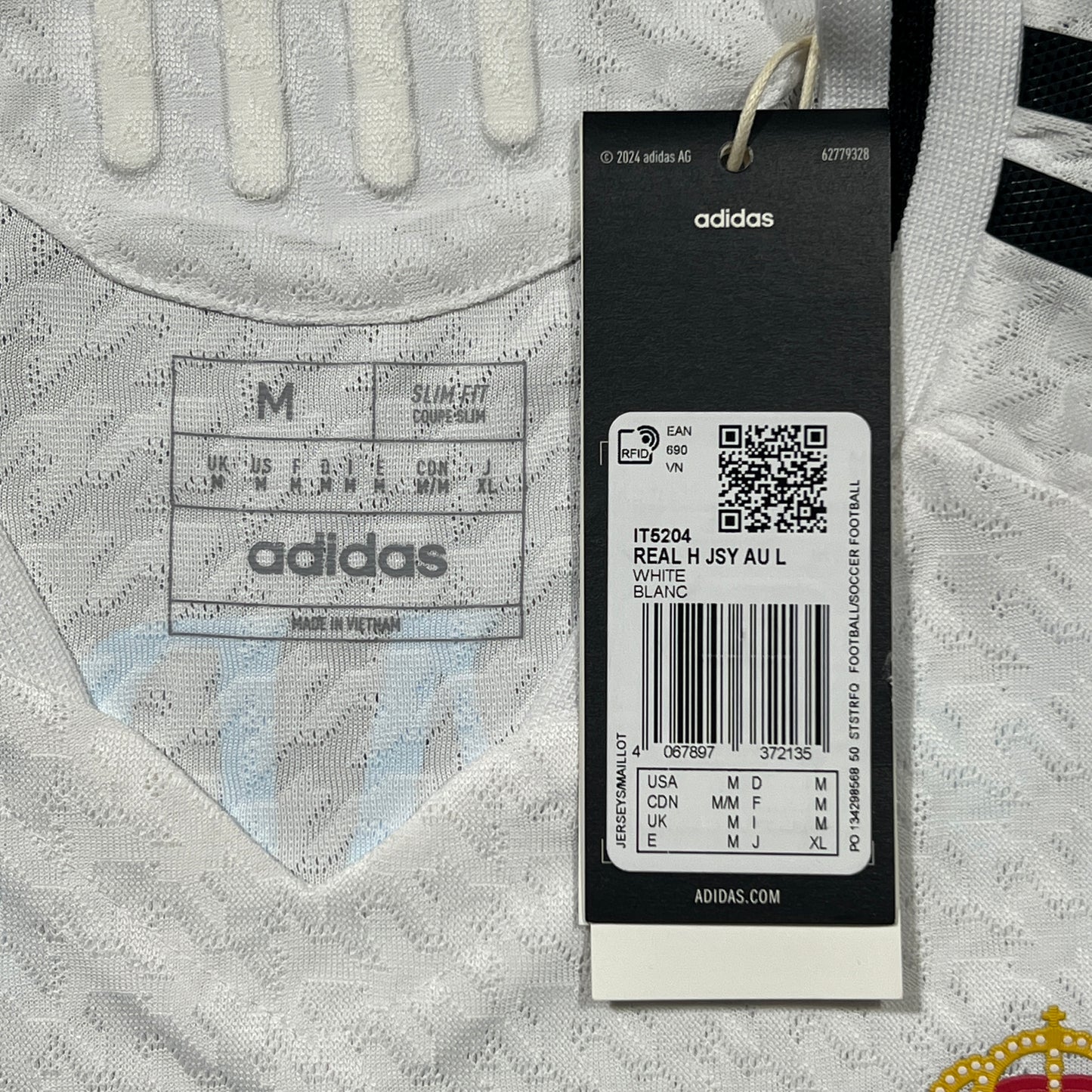 Official #9 Mbappe 24/25 Real Madrid Home Authentic Shirt Long Sleeve UCL