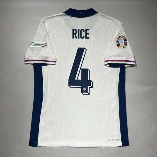 Official #4 Rice 2024 England Home Authentic Shirt Size Ｍ