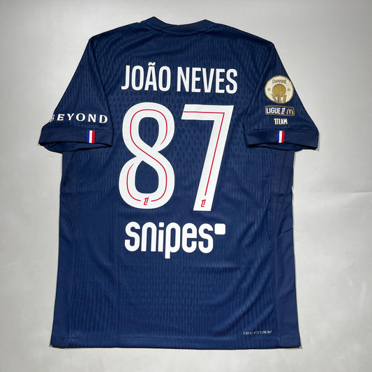 Official #87 Joao Neves 25/26 Paris Saint-Germant (PSG) Home Authentic Shirt Ligue1 Size L