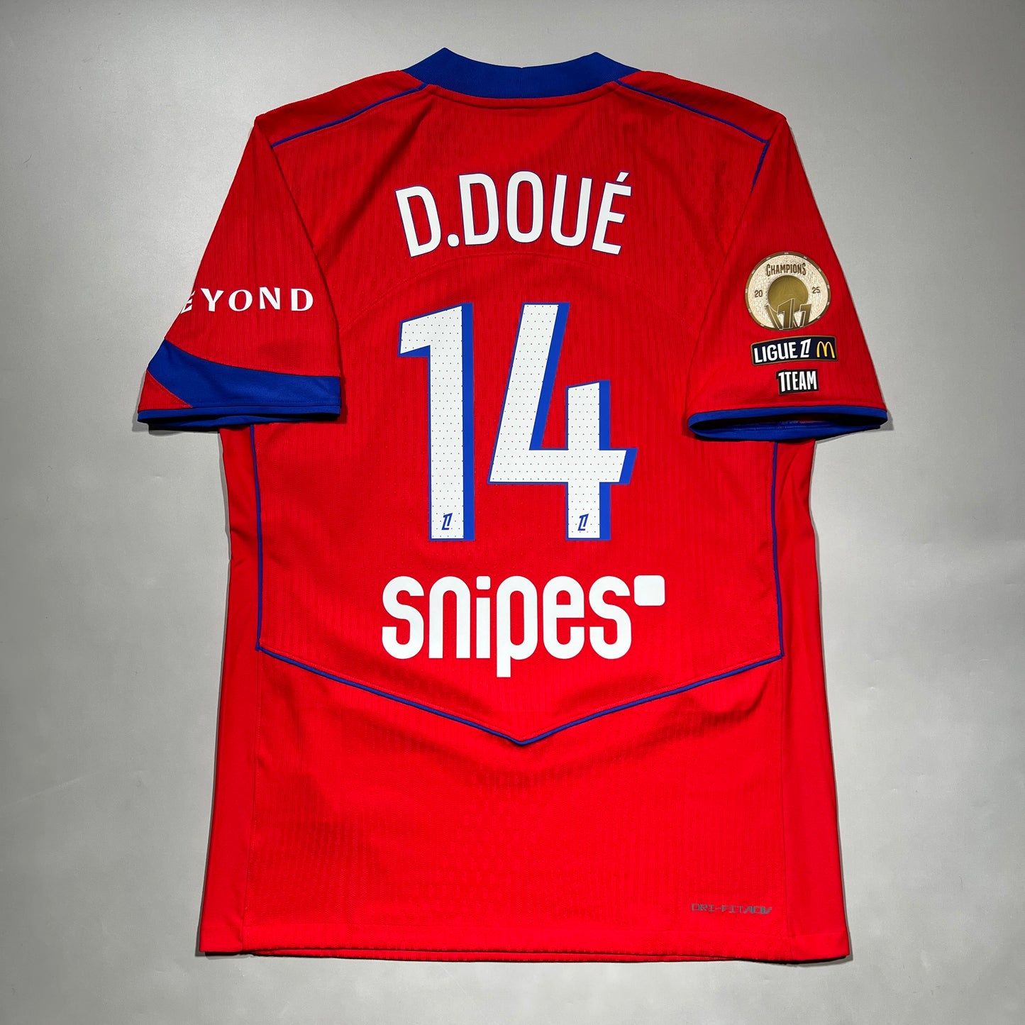 Official #14 D. Doue 25/26 Paris Saint-Germant (PSG) Third Authentic Shirt Ligue1 Size M