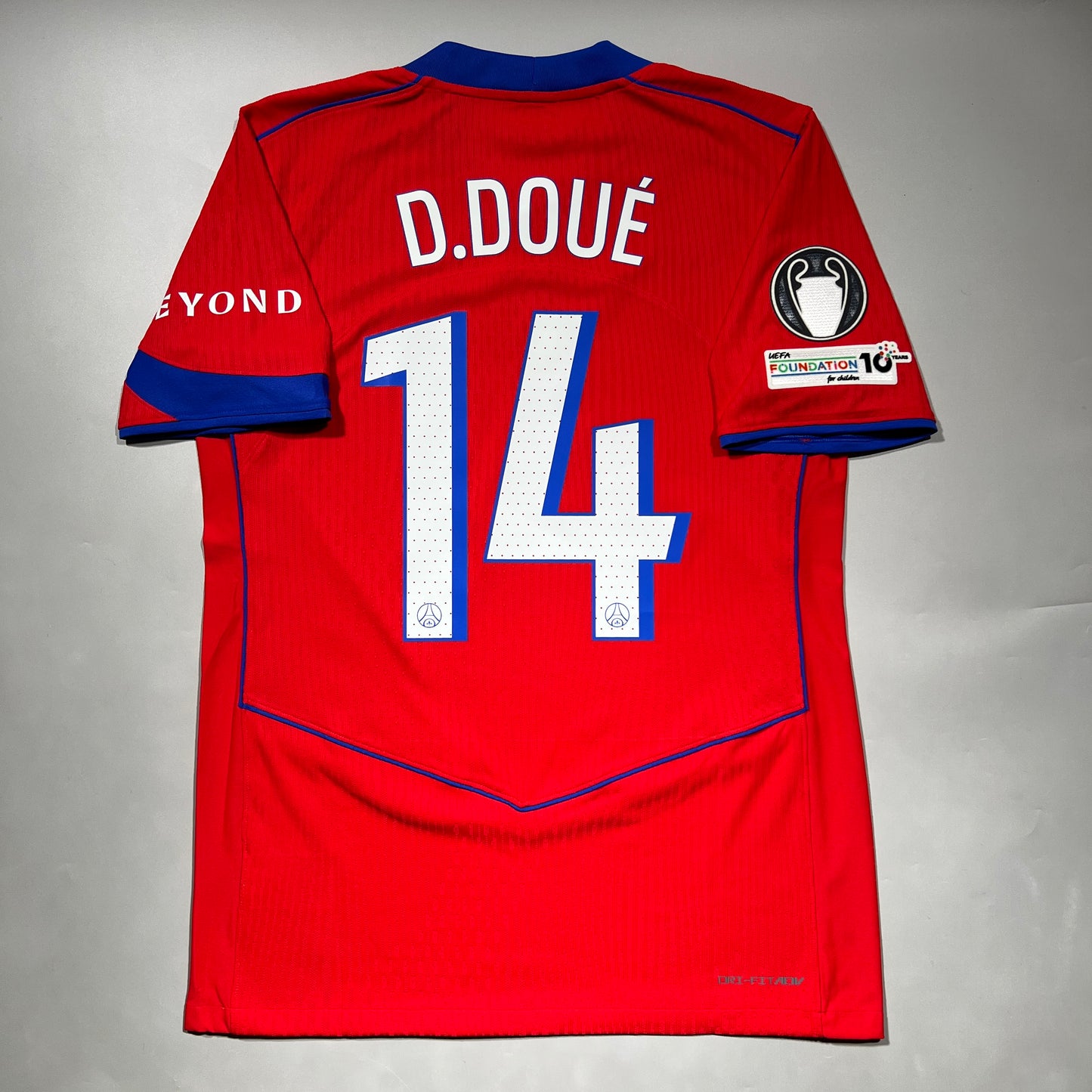 Official #14 D. Doue 25/26 Paris Saint-Germant (PSG) Third Authentic Shirt UCL Size M