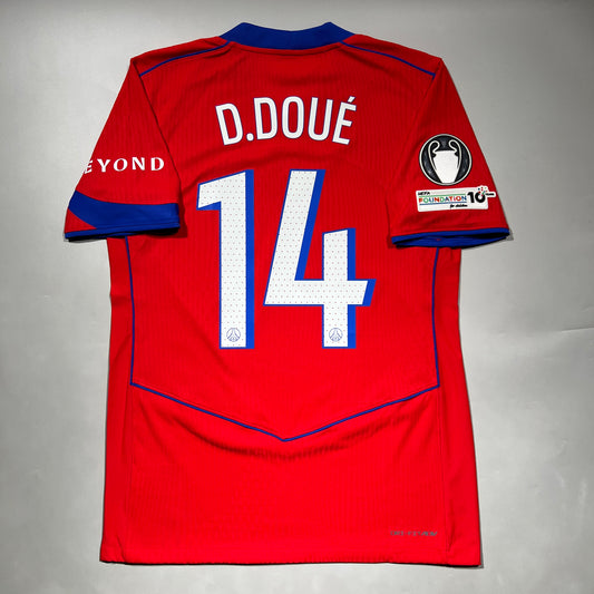 Official #14 D. Doue 25/26 Paris Saint-Germant (PSG) Third Authentic Shirt UCL Size M