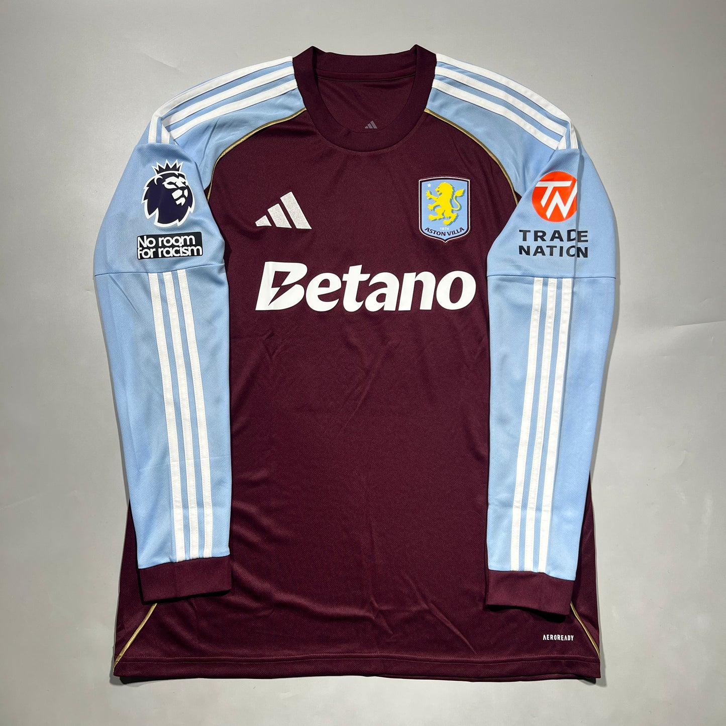 Official #27 Rogers 25/26 Rogers Asuton Villa Home Stadium Shirt Long Sleeve EPL Size M (JP:XL)