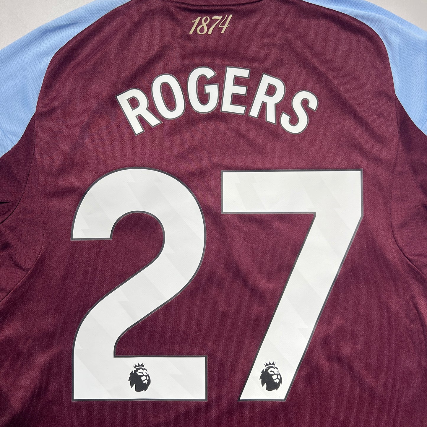 Official #27 Rogers 25/26 Rogers Asuton Villa Home Stadium Shirt Long Sleeve EPL Size M (JP:XL)
