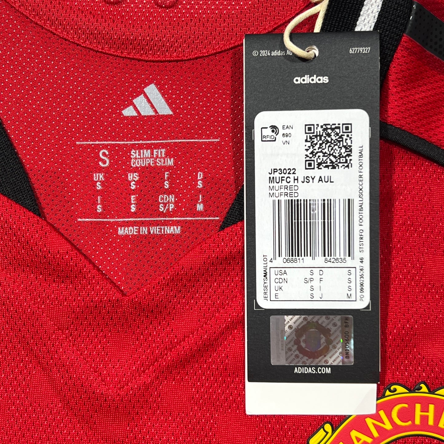 Official #8 B.Fernandes 25/26 Manchester United Home Authentic Shirt Long Sleeve EPL Size S (JP:M)