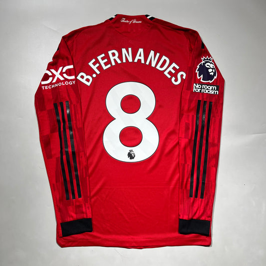 Official #8 B.Fernandes 25/26 Manchester United Home Authentic Shirt Long Sleeve EPL Size S (JP:M)
