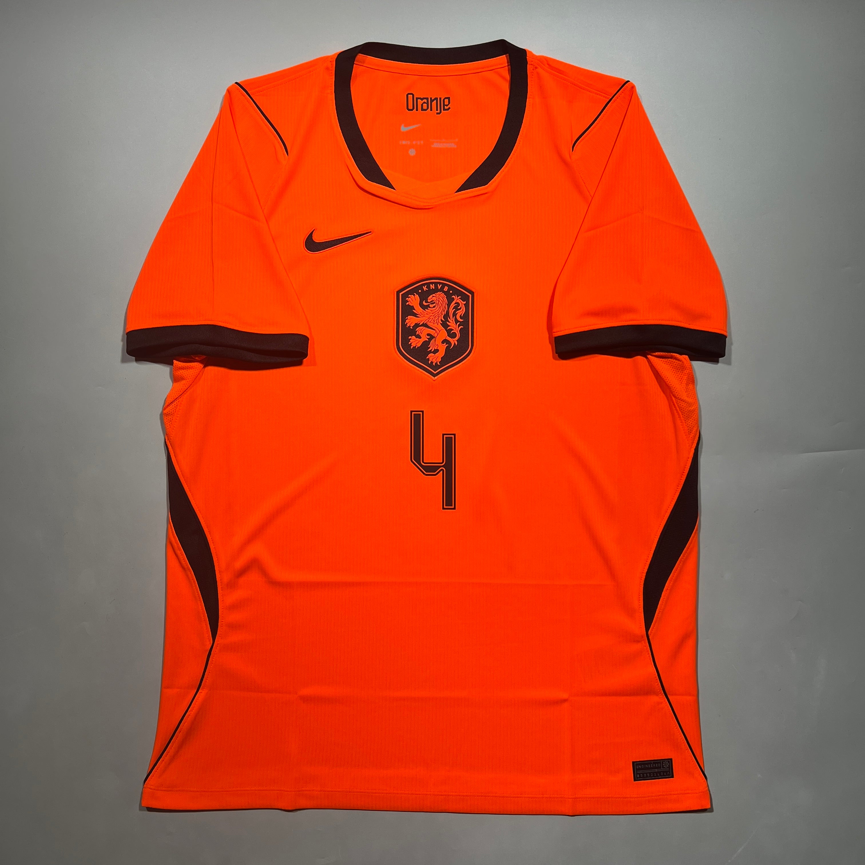 Official #4 Virgil 2026 Netherlands Home Stadium Shirt Size L