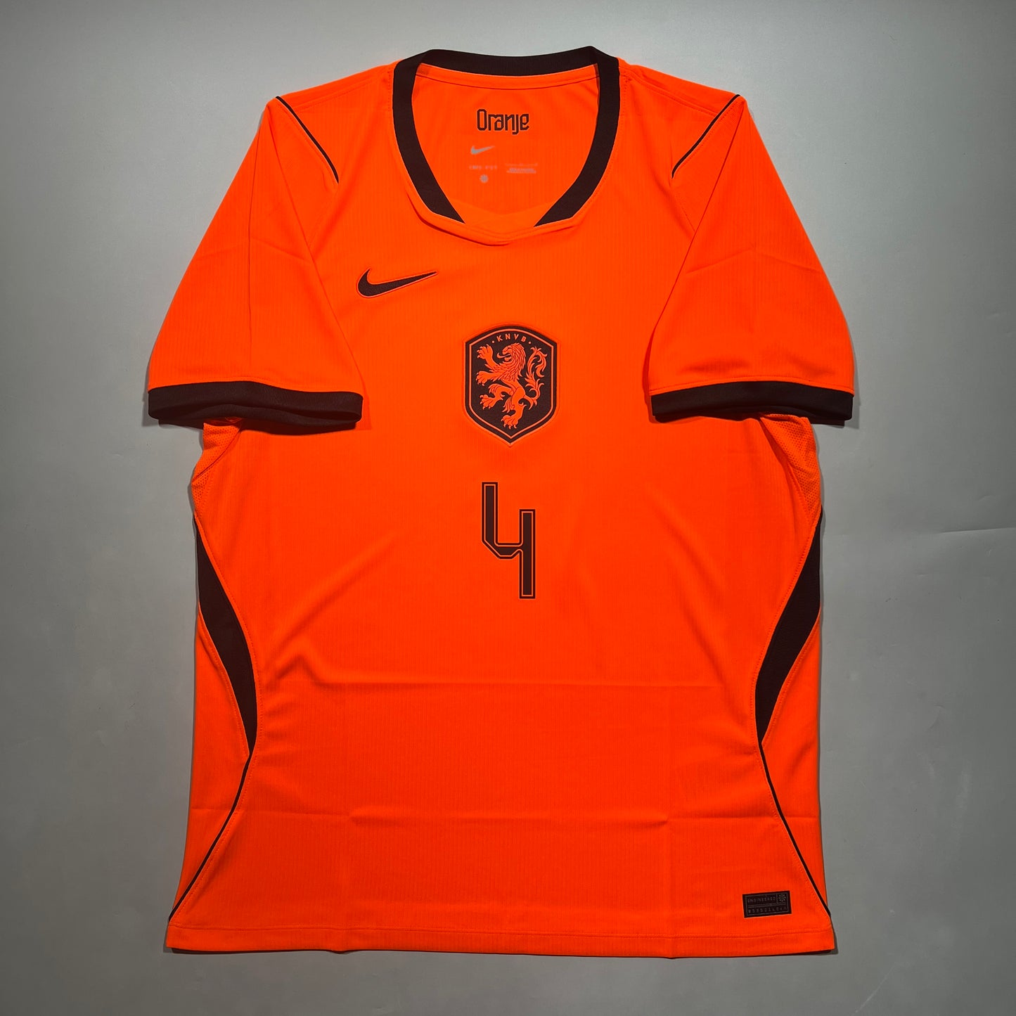 Official #4 Virgil 2026 Netherlands Home Stadium Shirt Size L