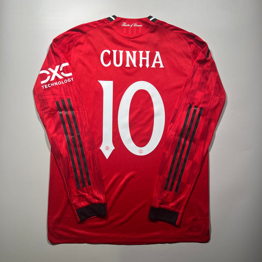 Official #10 Cunha 25/26 Manchester United Home Authentic Shirt Long Sleeve Size L(JP:2XL)