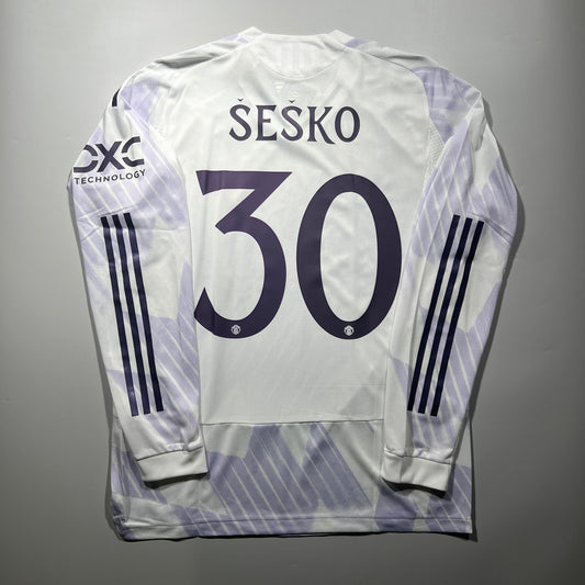 Official #30 Sesko 25/26 Manchester United Away Authentic Shirt Long Sleeve Size L(JP:2XL)