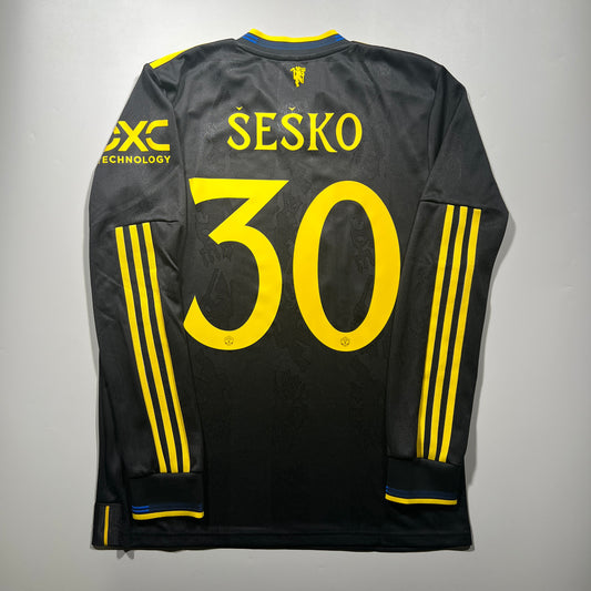 Official #30 Sesko 25/26 Manchester United 3rd Authentic Shirt Long Sleeve Size L(JP:2XL)