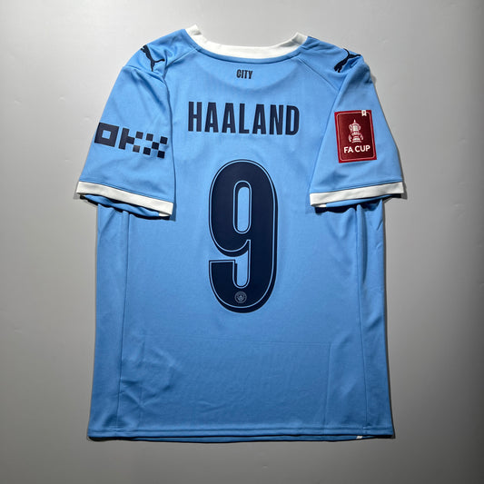 Official #9 Haaland 25/26 Manchester City Home Stadium Shirt FA Cup Size M