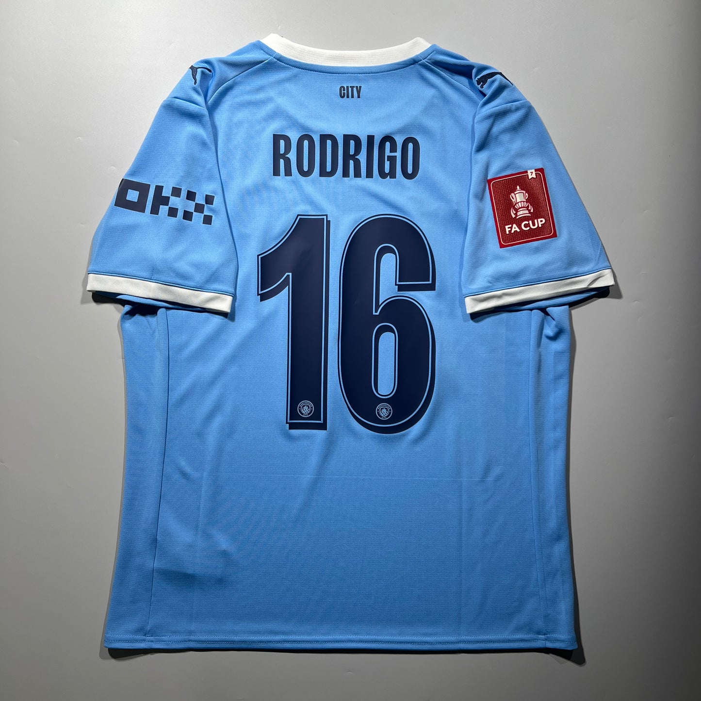 Official #16 Rodrigo 25/26 Manchester City Home Stadium Shirt FA Cup Size L