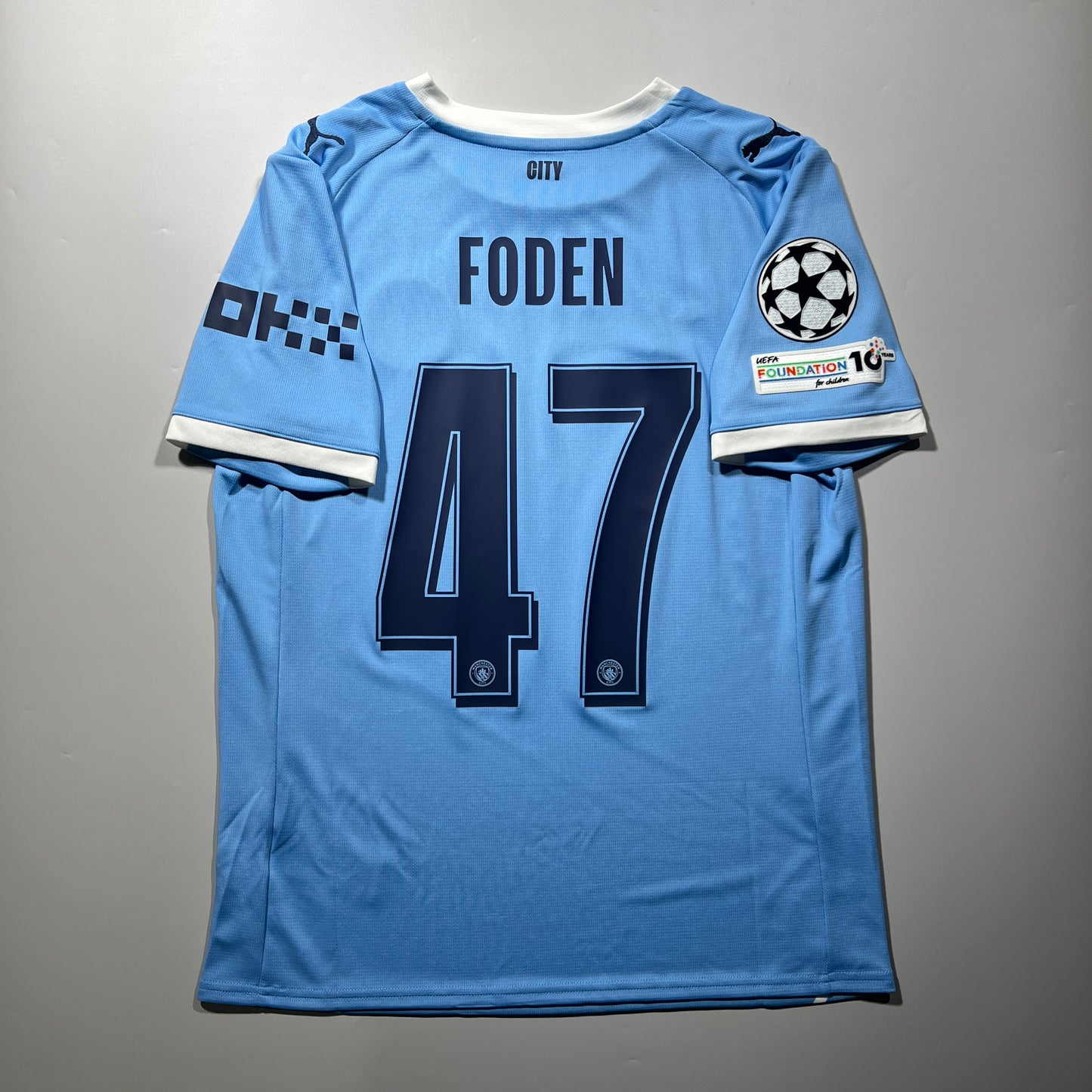 Official #47 Foden 25/26 Manchester City Home Stadium Shirt Champions League Size M