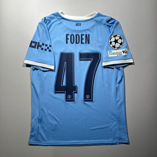 Official #47 Foden 25/26 Manchester City Home Stadium Shirt Champions League Size M