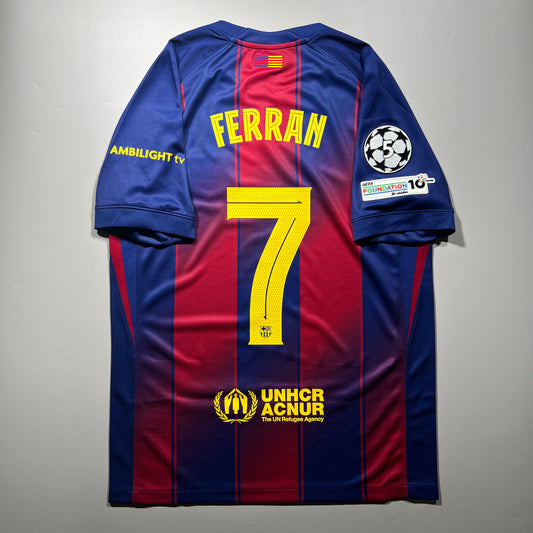 Official #7 Ferran 25/26 FC Barcelona Home Stadium Shirt UCL