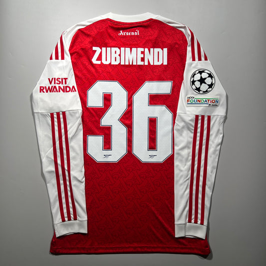 #36 Zubimendi 25/26 Arsenal Home Stadium Long Sleeve Shirt UCL Final Size S/M (JP:L)