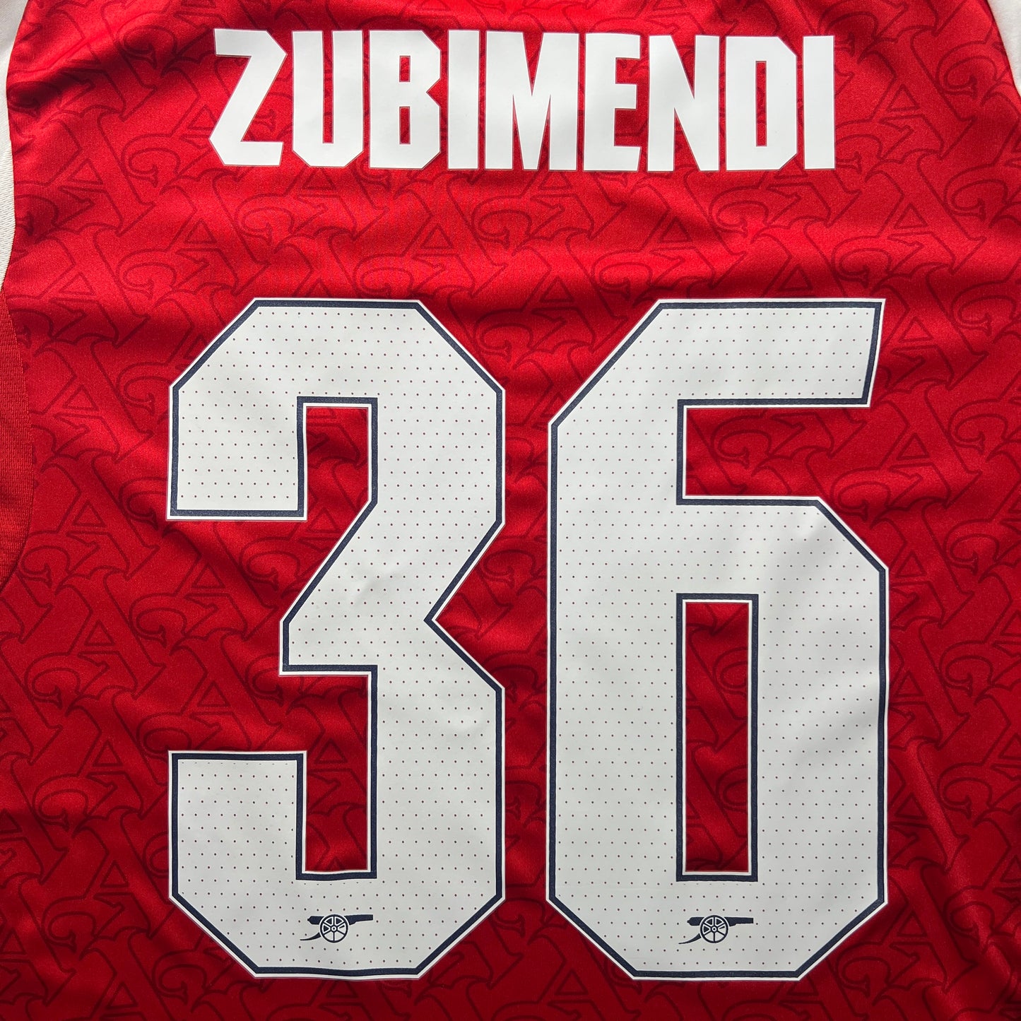 #36 Zubimendi 25/26 Arsenal Home Stadium Long Sleeve Shirt UCL Final Size S/M (JP:L)
