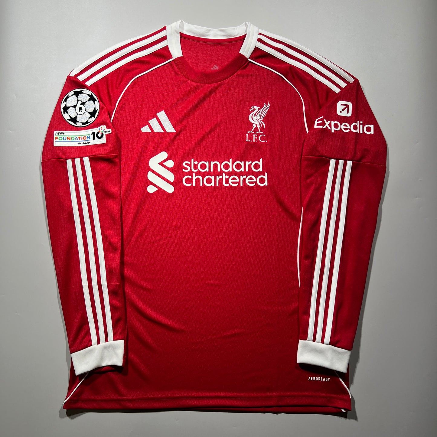 Official #11 M.Salah 25/26 Liverpool Home Stadium Long Sleeve Shirt UCL Adidas JV6456