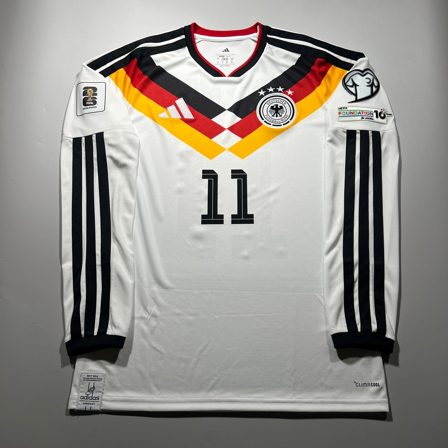Official #11 Woltemade 2026 Germany Home Stadium Long Sleeve Shirt Size M (JP:XL) Adidas JM1380